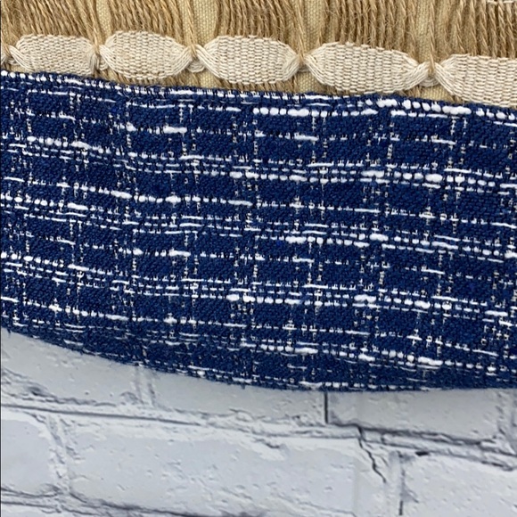 World Market Embroidered Jute , canvas with leather handles Reusable Tote - Picture 4 of 5